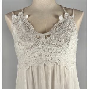 Spaghetti Strap Babydoll Tunic White MED Angelcore Beachy Y2K Sexy Lace Top
